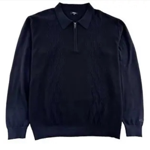 MALBON MEN'S FRYE LONG SLEEVE KNIT POLO - black - Picture 2 of 8